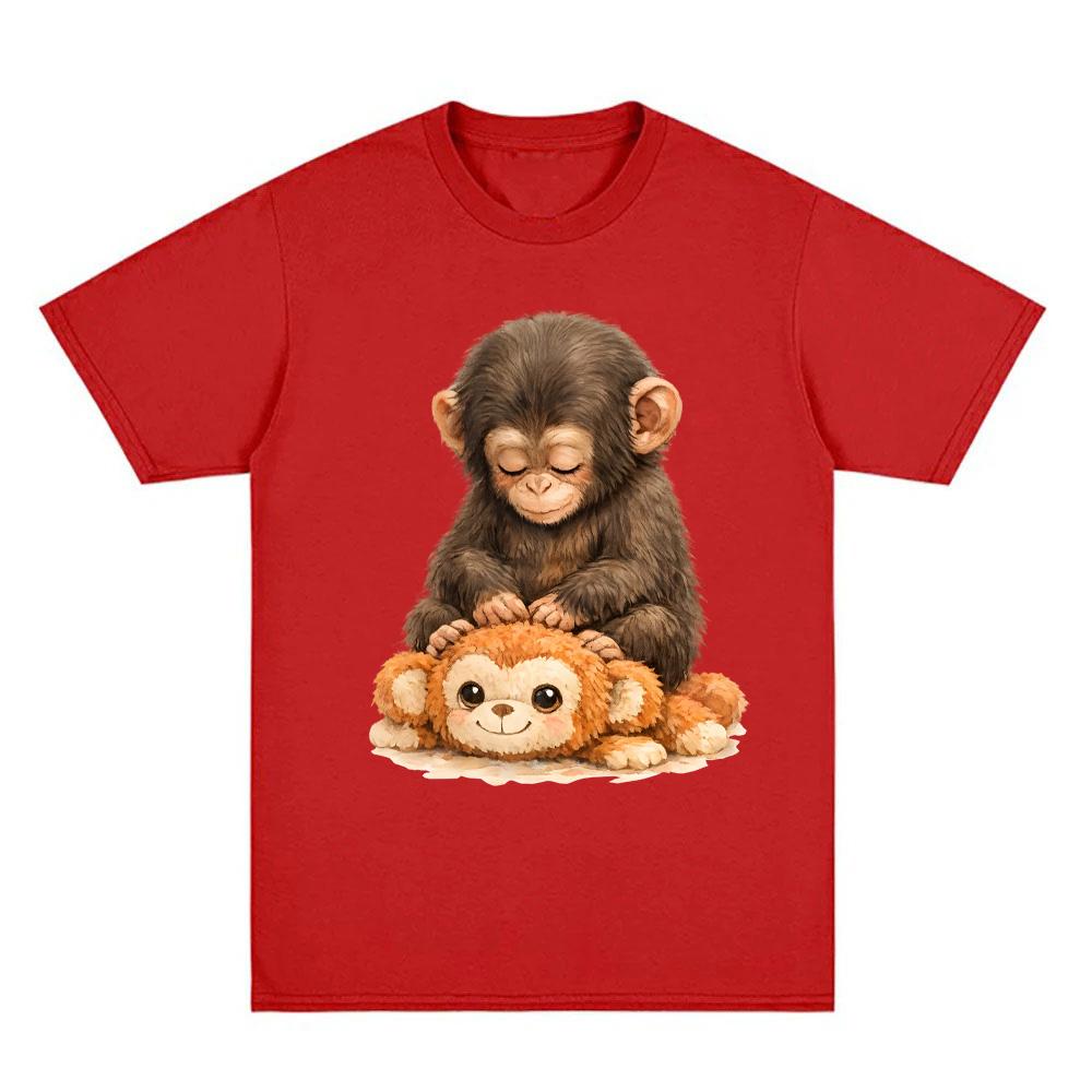Футболка Punch Monkey с принтом японской макаки Высококачественная футболка Модная Кавайная 100% Хлопок Женская/Мужская Camisetas S