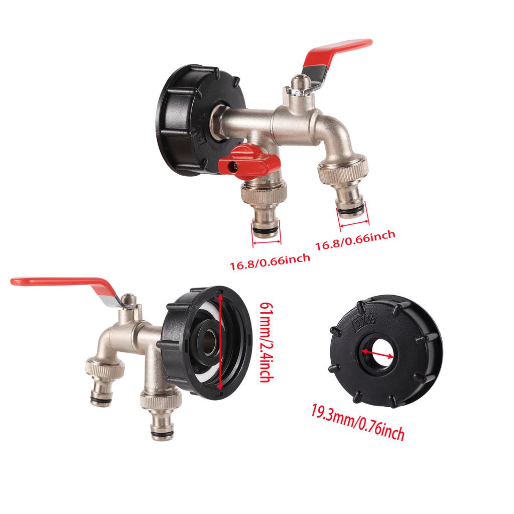IBC Tote Tank Adapter Faucet S60X6 Faucet BC Tank adapters Valve accessories Single and double end drain faucets Shut-off valves