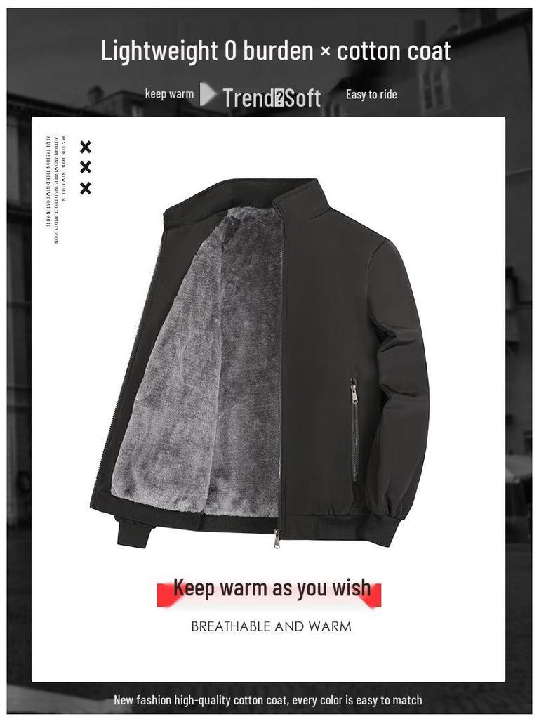 Dad's New Autumn/Winter Cotton Padded Stand-Up Collar Jacket for Middle-Aged & Elderly Men