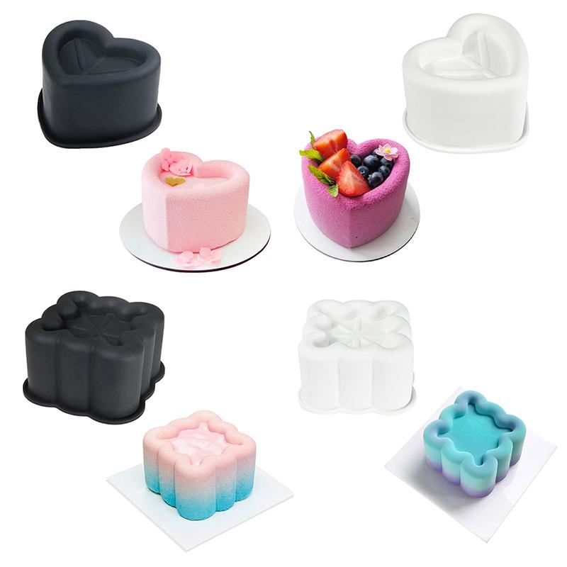 Heart Star Square Cake Silicone Mold Chocolate Mousse Mould Soap Candle Mold Gypsum Making Moulds Kitchen Bakeware