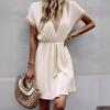 Solid Color Casual Loose Short Dresses for Women Fashion Summer Women's A-Line Midi Dress Elegant Vintage Female Dresses