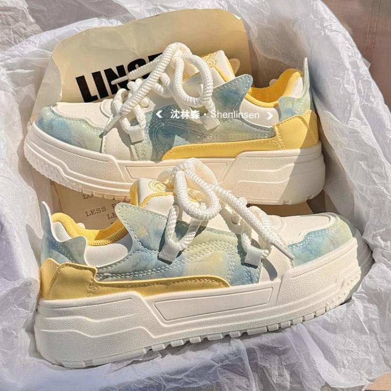 Fashion 2024 New Women's Sports Shoes Cute Pink Thick Soles Daily Versatile Vulcanized Shoes Women  Tennis Women's Flat Shoes