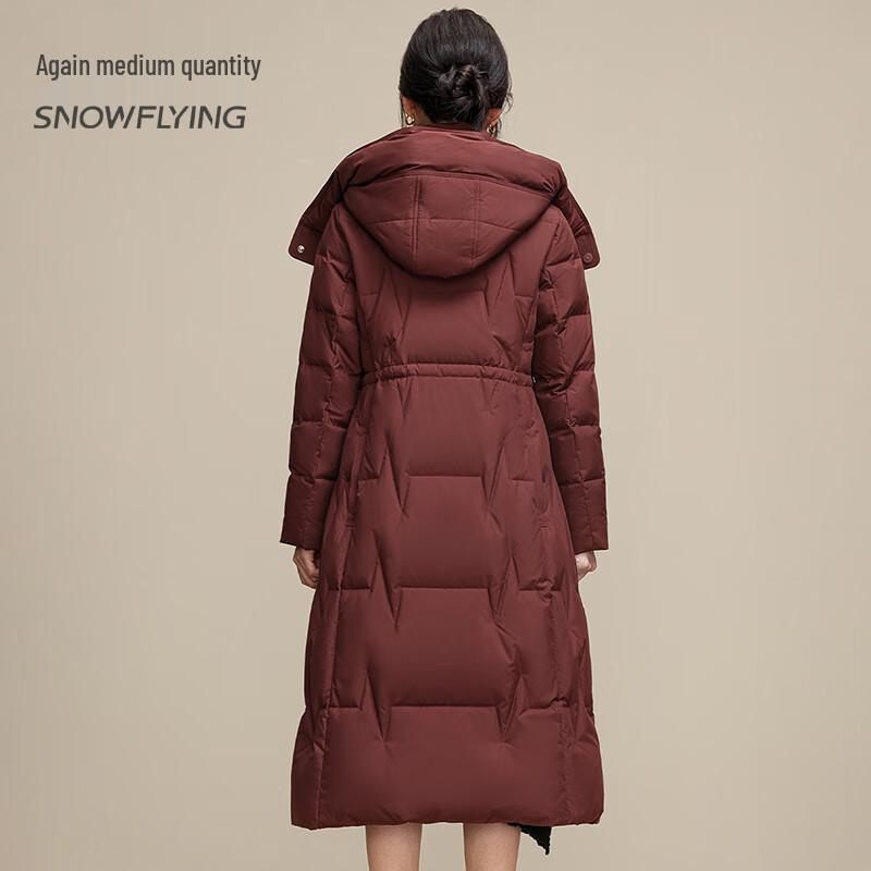 SNOWFLYING Women's Waist-Cinching Mid-Length Down Jacket