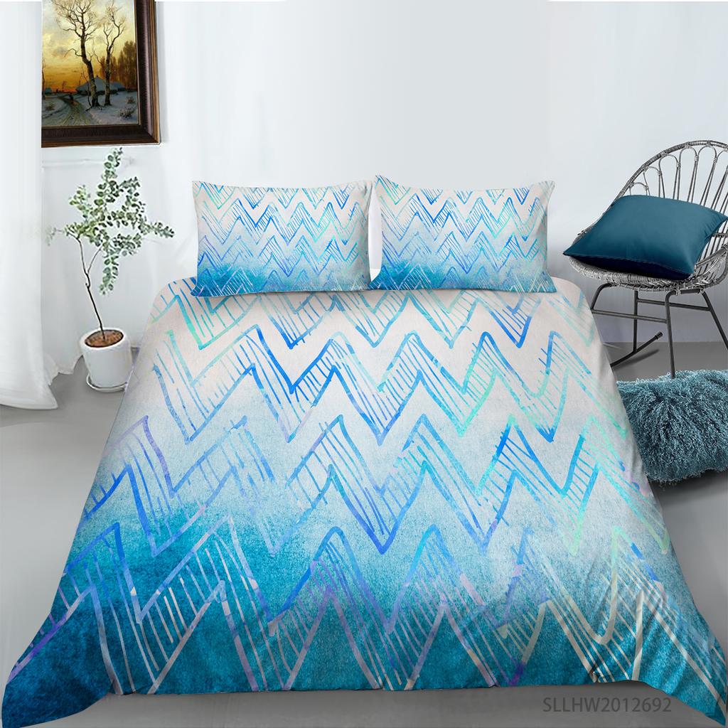 3D-Farbmuster-Grafikdruck-Bettwäsche, Einzelbett, Doppelbett, volle Größe, Vintage-Muster, Kissenbezug und Bettbezug, 2 oder 3 bequeme Heimdekoration