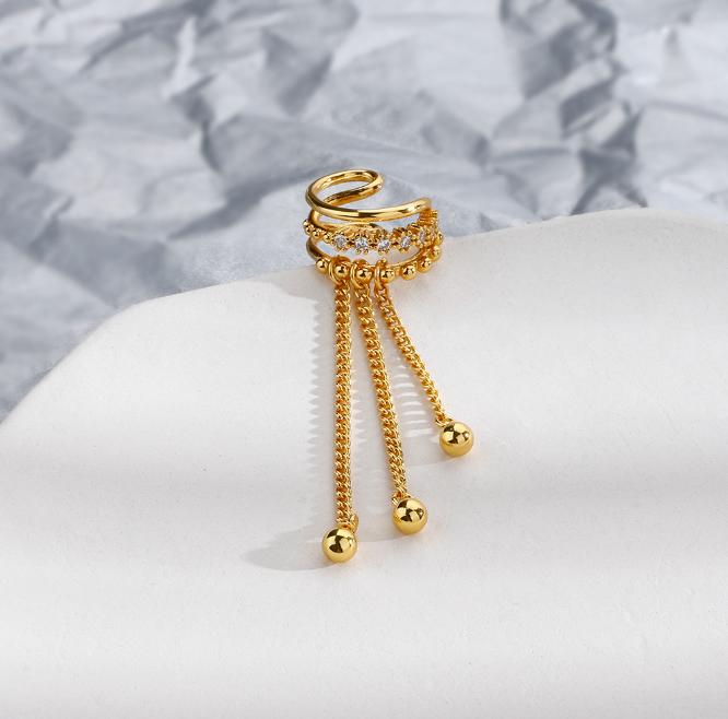 Long Chain Irregular Line Earclip Without Hole Earring for Women Simple Fake Piercing Earcuff Ear Accessories Zircon Party Gift