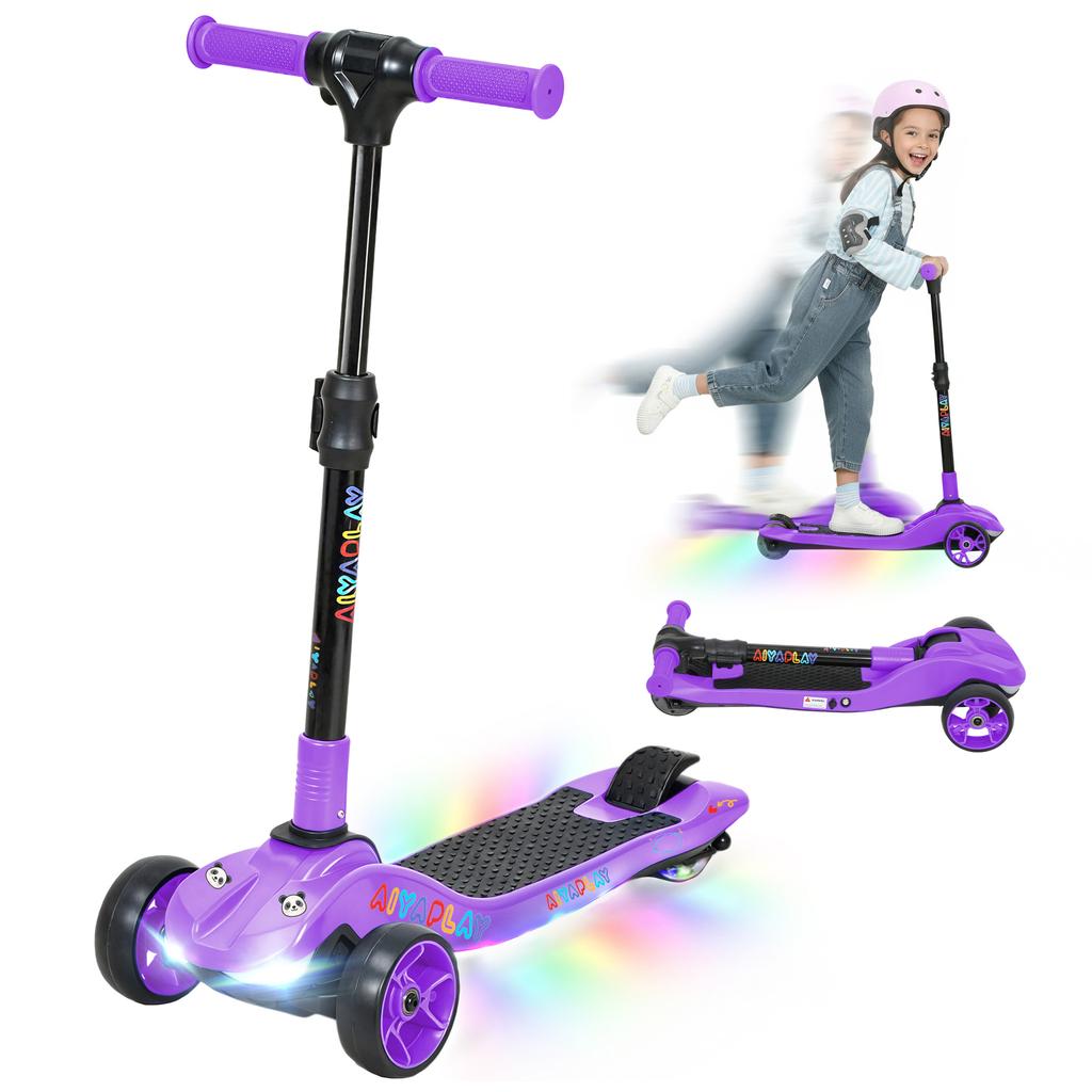 Electric scooter for children 6+ years, foldable 3 wheels zero start, maximum speed 8 km/h 64x29x83cm purple