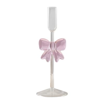 Künstlerischer Glas-Kerzenständer mit filigranem Schleifendesign Hitzebeständige Spitzkerzenhalter Leicht zu reinigen