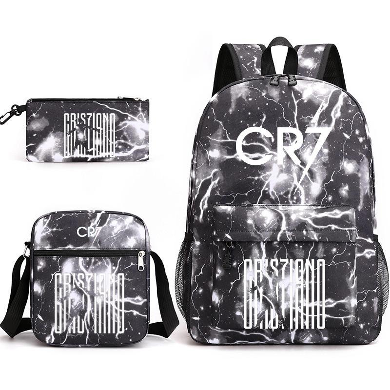 C Ronaldo student bag + small shoulder bag + pencil case three-piece backpack