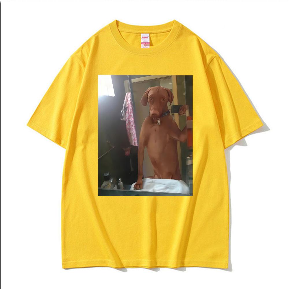Dog Taking A Selfie Stupid Meme T-shirt Men's Women Clothing Fashion Loose T Shirts Oversized 100_ Cotton Casual Hot Sale TShirt