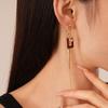 Vintage Acrylic with Diamonds Asymmetrical Geometric Fringed Silver Needle Earrings Simple Earrings