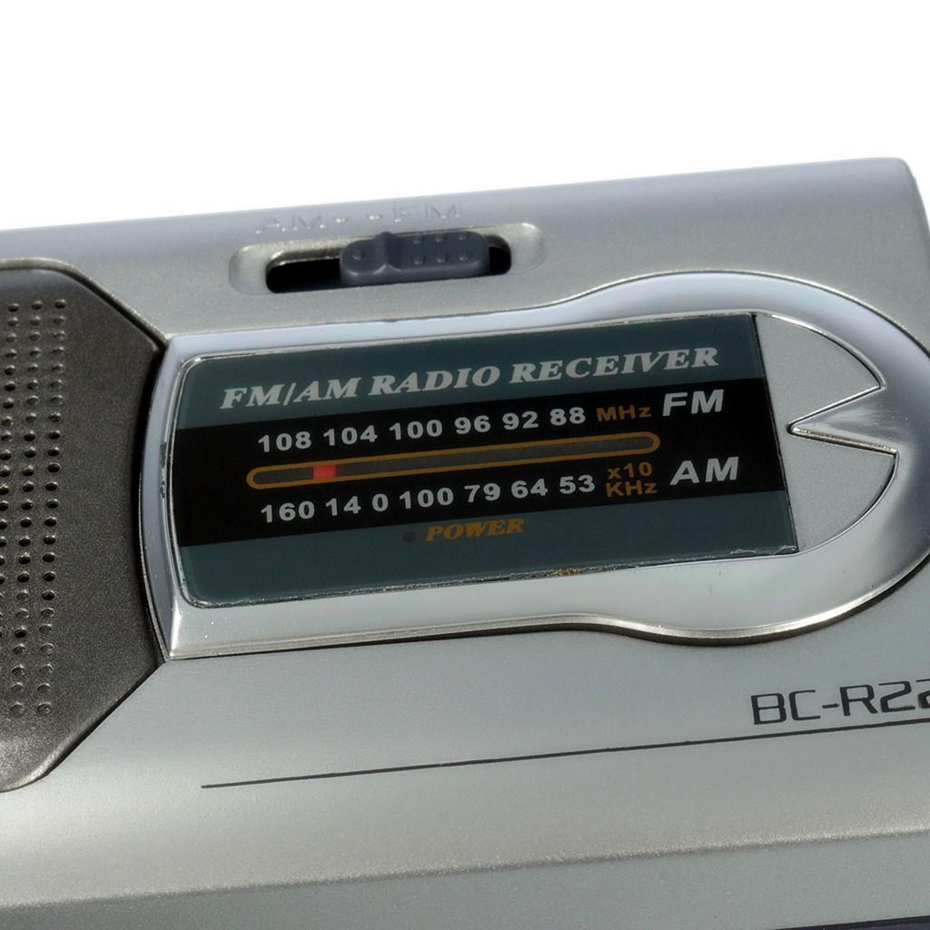 DC 3V Mini AM/FM Radio World Receiver Slim Pocket Antenna Radio World Receiver Speaker Universal Silver