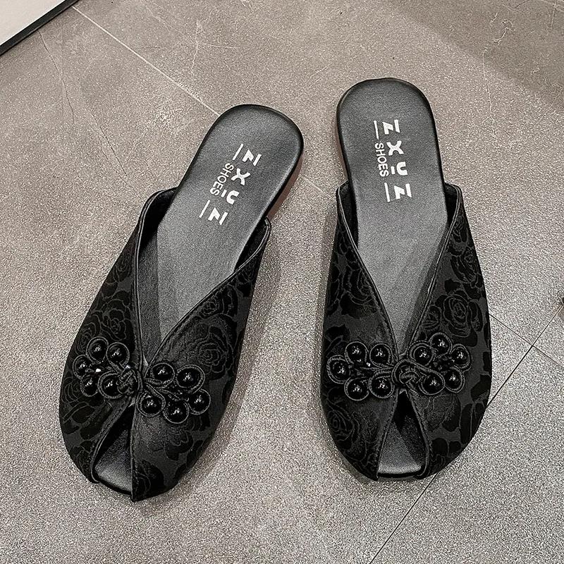 

Fashion Flats Women Slippers Fashion Slingback Shoes Spring Dress Casual Women s Sandals 2025 New Trend Designer Retro Female Zapatillas 35 чёрный