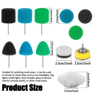 20Pcs Detailing Sponge Polishing Buffing Pads For Car Use On Dremel Rotary Drill Tools Wear-Resistant Sponge Wool Polisher Pads