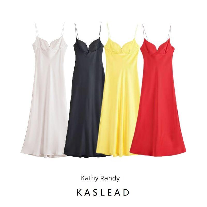 Kaslead New Women Clothes Western Style Fashion Holiday Style Silk Texture Long Dress 2968052