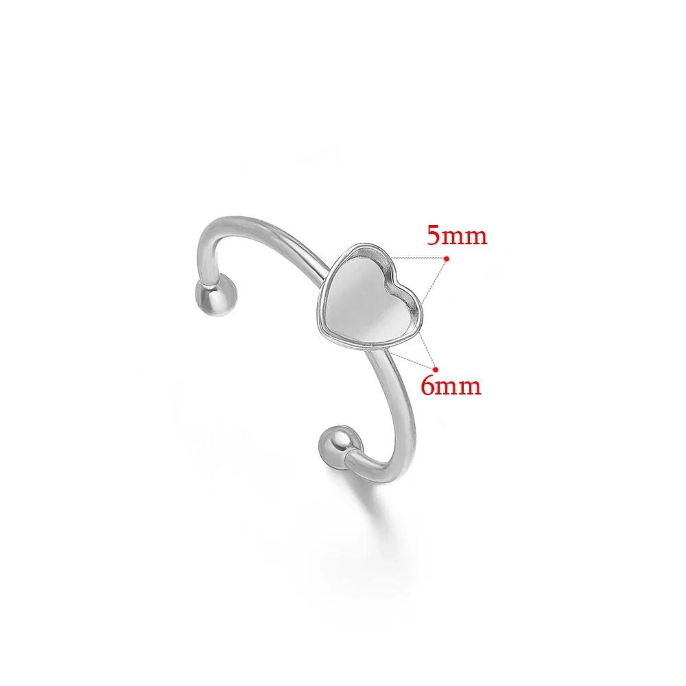 10pcs Adjustable Stainless Steel Open Ring Settings Blank Base Bezel Cabochons Rings for DIY Jewelry Making Finger Accessories
