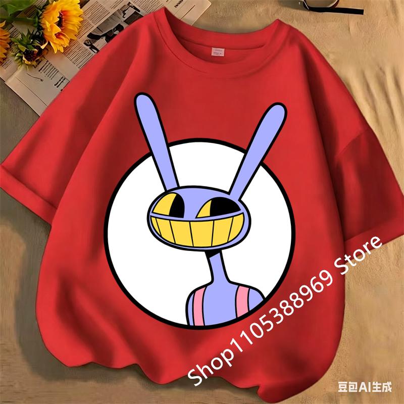 Children Short Sleeve T Shirts The Amazing Digital Circus Anime Cartoon Print Cotton Top Boys Girls Summer Casual Crew Neck Tees