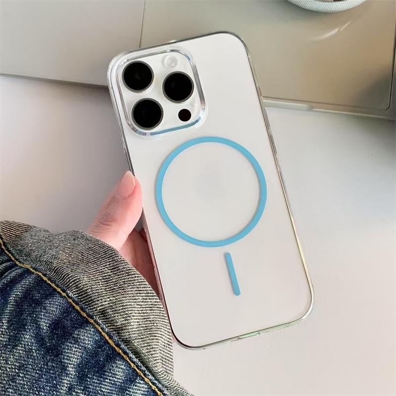 For Magsafe Transparent Hard PC Phone Cases For iPhone 16 15 14 13 12 11 Pro Max 16e Plus Magnetic Wireless Charging Clear Cover