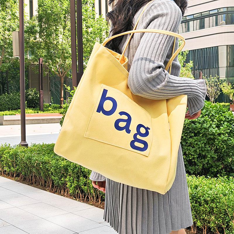 New Fashionable Large-capacity Shoulder Bag, Canvas Bag, Women's Tote Casual Shopping Bag, Small Fresh Letter Printed Bag.