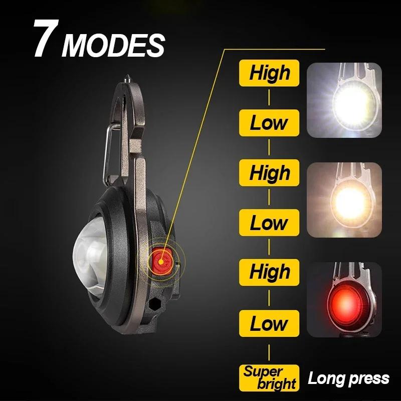 Multifunctional Mini LED Work Light Small Portable Flashlight Keychain Light COB Inspection Strong Magnetic Torch Outdoor Light