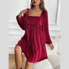 Women's Elegant Velvet Square Neck Backless Dress Loose Fit Commuting Date Evening Gown