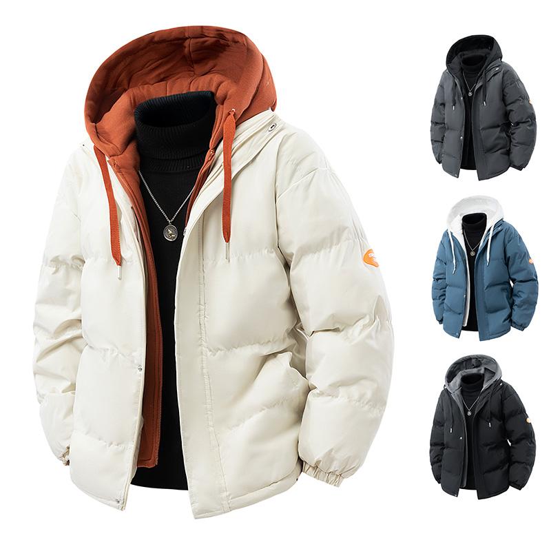 Men Parkas Thick Warm Winter Jacket Hooded Quilted Jacket Loose Fashion Casual Cotton-Padded Puffer Coat Autumn Winter Outwear