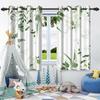 Green Plants Leaves Window Curtain Bedroom Living Room Blackout Curtain Morden Home Decoration Heat Insulation Noise Reduction
