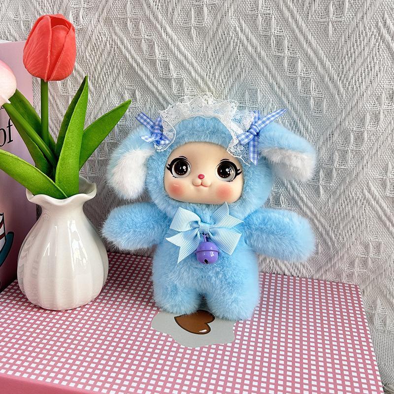 Cute Dog Vinyl Face Plush Toy Pendant Keychain Ornaments Delicate Doll Backpack Hangings Decor Car Keyring For Women Girls Kid