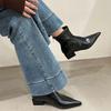 Short Boots for Women Thick Heeled Short Boot Retro Pointe Toe Ankle Boots for Women New Casual Leather Boot Botas Mujer