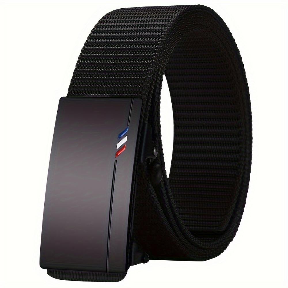 Men's Fashion Canvas Belt Automatic Buckle - Suitable for Outdoors with Jeans, Wear Resistant Waterproof Sports Belt, Black
