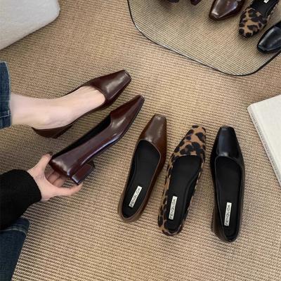 Fashion New Genuine Leather Multi-color Low-heeled Women's Shoes Round Toe Flats Bottom Shallow Cut Single Shoe Casual Versatile Loafers