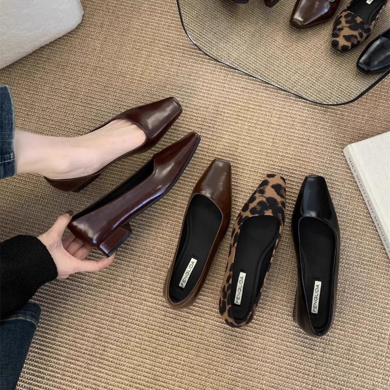 New Genuine Leather Multi-color Low-heeled Women's Shoes Round Toe Flats Bottom Shallow Cut Single Shoe Casual Versatile Loafers