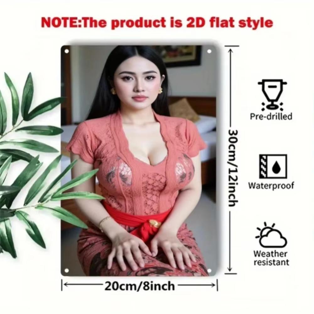 Vintage Metal Tin Sign Thai Lady Art Poster Home Bar Decor