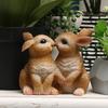 Easter Bunny Figurine Resin Kissing Bunny Sulpture Small Cute Rabbit Statue Collectible Ornaments for Home