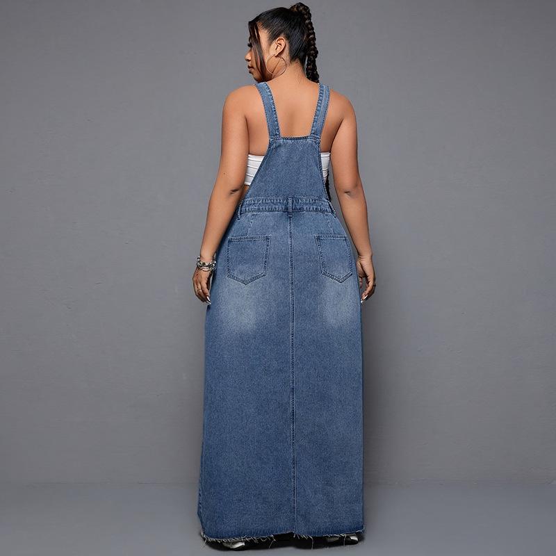 Tuta Nuova in Denim Piccante da Donna Taglie Forti