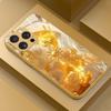 Premium Electroplated Glass Phone Case for iPhone 17 16 15 14 13 12 11pm Pro Plus. Gold Sunburst Texture for a Luxurious Finish.