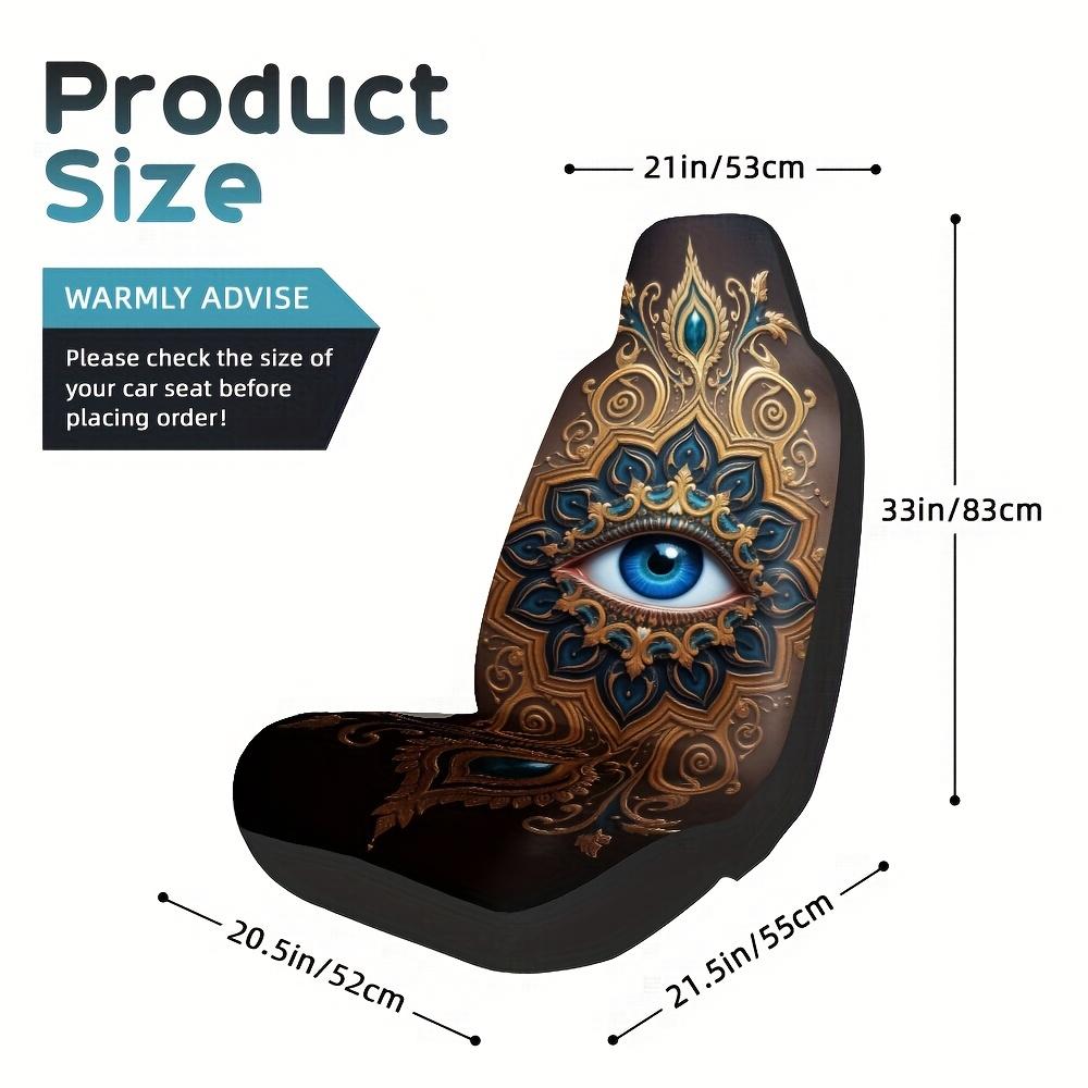 2pcs Compatible For Car Seat Covers With Mystic Mandala Eye Print - Heavy-Duty Front Passenger & Driver Seat Protectors, Mandala