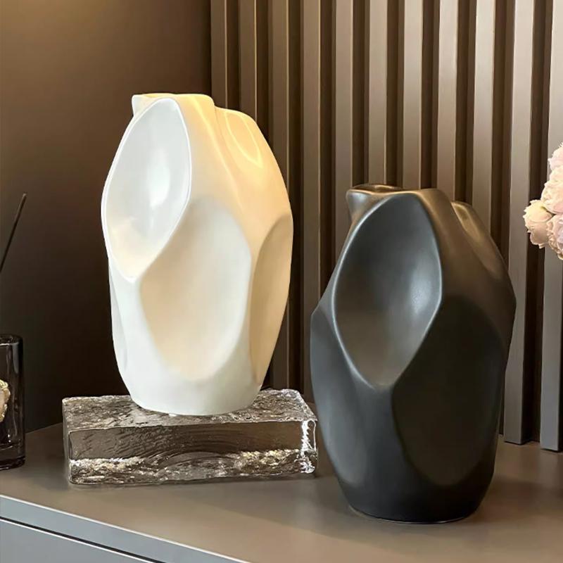 Nordic Ceramic Irregular Shape Vase, Home Dining Table, Living Room Bedroom Office, Tabletop Decor Accessories, Flower Ware, 1Pc