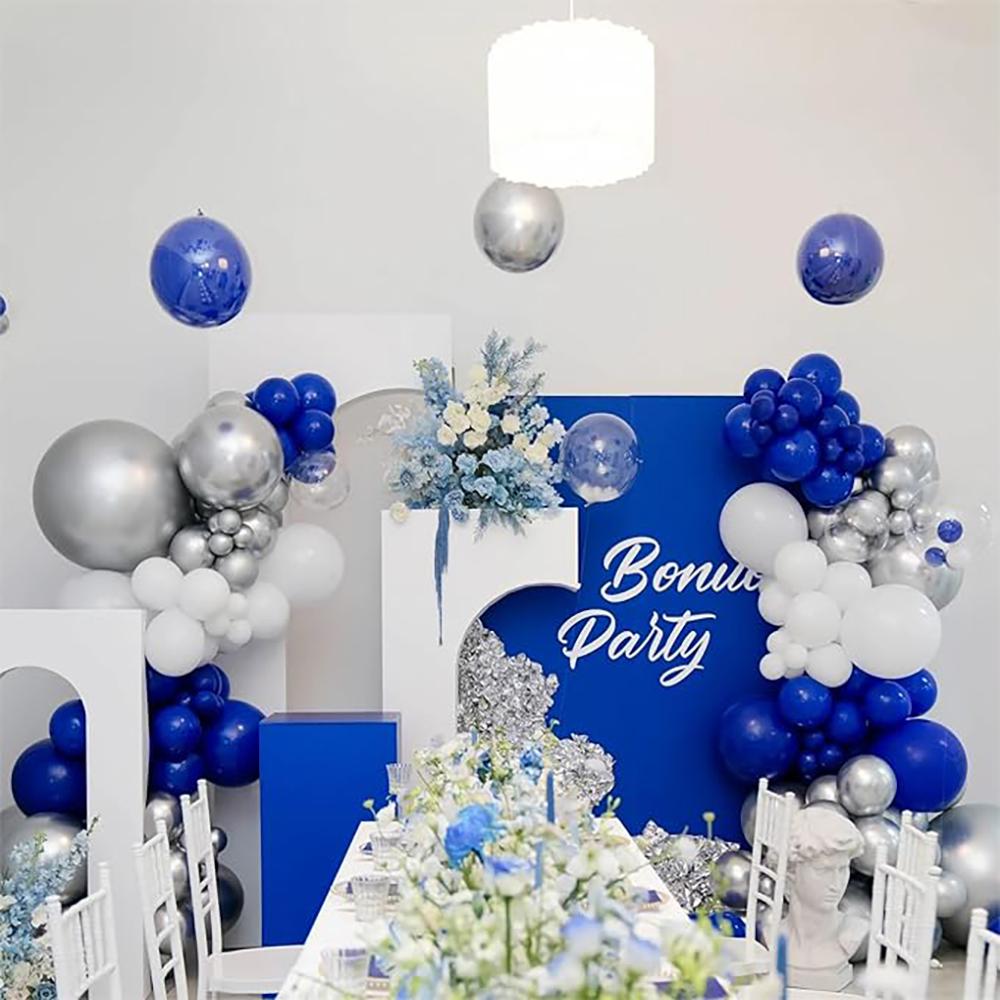 Royal Blue Ballon Kit White Silver Latex Balloons Garland Arch Baby Shower Wedding Anniversary Baby Shower Graduation Decoration