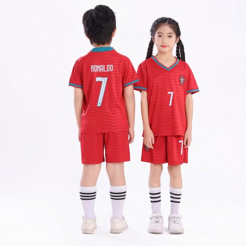 Kids Soccer Jersey Portugal 7 Ronaldo Argentina 10 Messi Youth Football Shirt Sportswear Short Sleeve