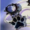 New Gothic Y2K Aesthetic Rivet Earrings Punk Kawaii Cat Paw Hoop Earrings for Women Grunge Jewelry Korean Fashion Cute Earrings