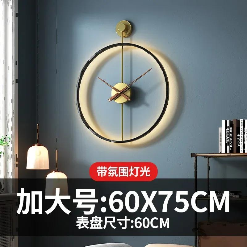 Spain Large Wall Clock Modern Silent Watches LED Light Creative Houde Led Gold Clocks Home Decor Living Room Decoration LQU2C7V3