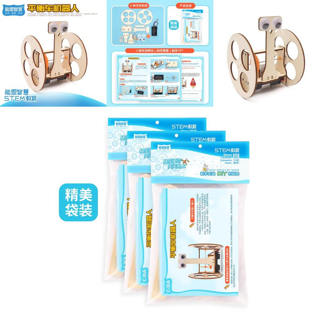 Wooden Diy Balance Car Robot Invention Science Experiment Stem Educational Material