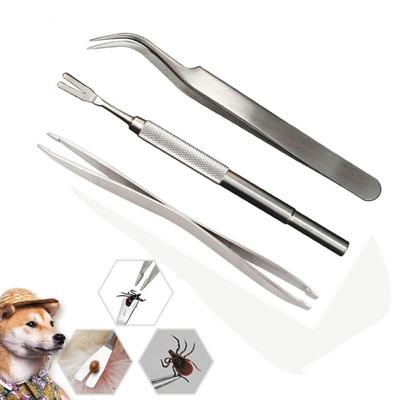 Stainless Steel Scratching Hook Tweezers Clips Set Cat Dog Tick Removal Tool Pet Flea Remover Tool Pet Grooming Supplies