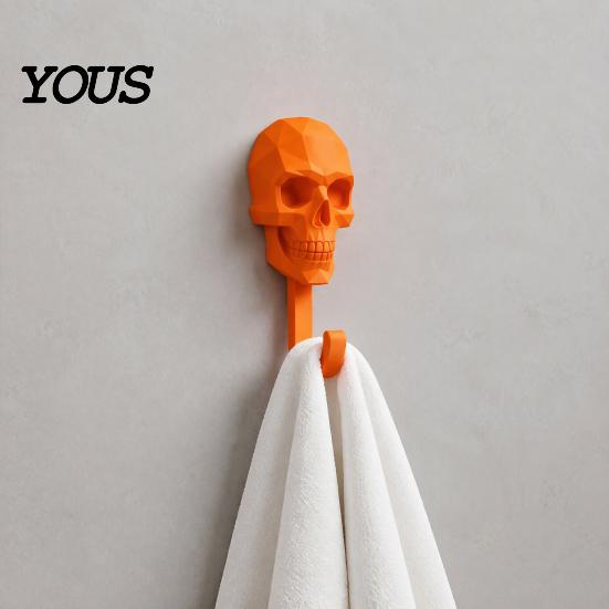 Dunkle Ästhetik Wanddeko Totenkopf Haken, 3D Gedruckt Gotisch Dekorativer Klebe Haken Schlüssel Halloween Thema Dekoration Halter, Montierter Aufbewahrungs Organizer für Zuhause