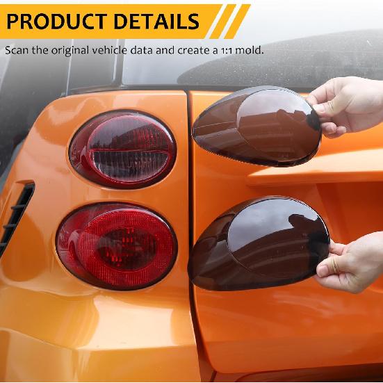 Auto-Rücklicht-Rauchglas-Abdeckung Kompatibel mit Mercedes Benz Smart 451 Fortwo 2009 2010-2014 2015 Rücklicht-Lampenabdeckung Schutzabdeckung Zierrahmen