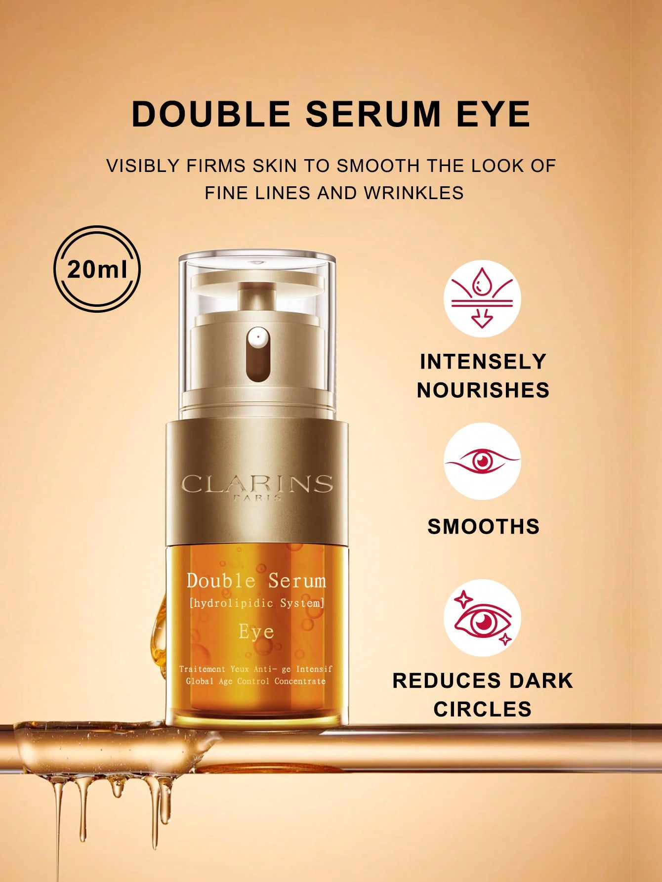 Clarins Двойная сыворотка для глаз 20 мл Укрепляющая эссенция против старения для контура глаз 20ml