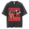 Washed Vintage System of A Down Toxicity T-shirts Skeleton Graphic T-shirt Men Women Rock Oversized Alternative T Shirts