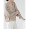 Women's French V-Neck Sweater: Early Spring To Winter Style, Hollow Knit, Fashionable Temperament Top