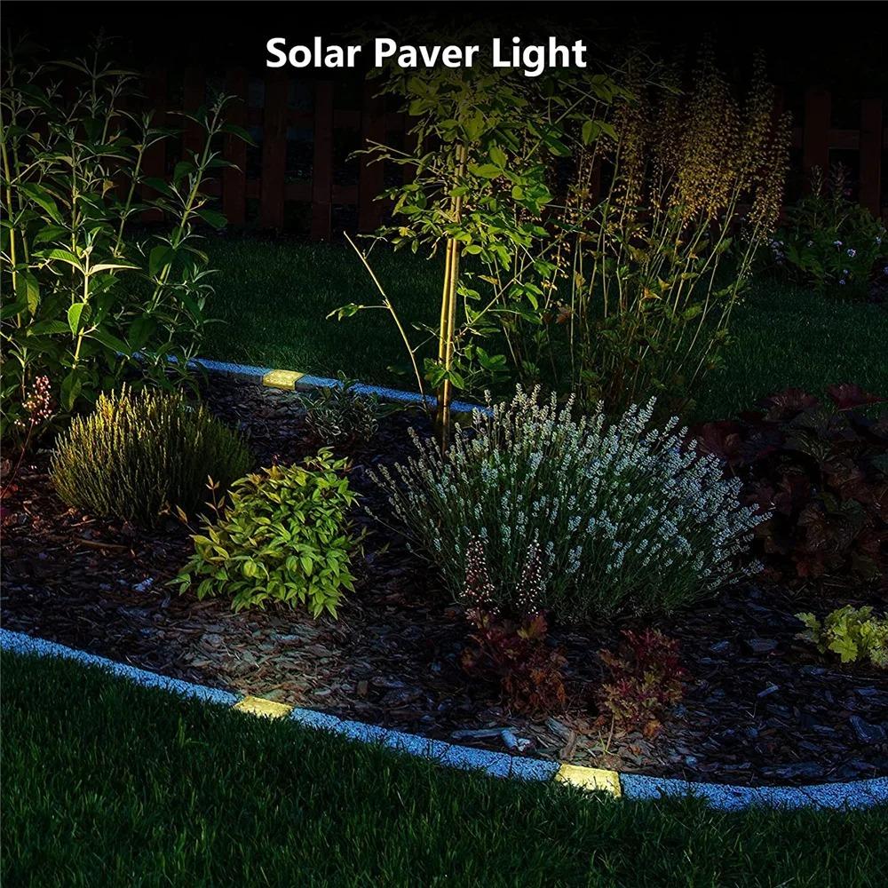 Solar Powered Ice Cube Lamp Glass Brick Landscape Square Glass Outdoor Road Courtyard Garden Decoration