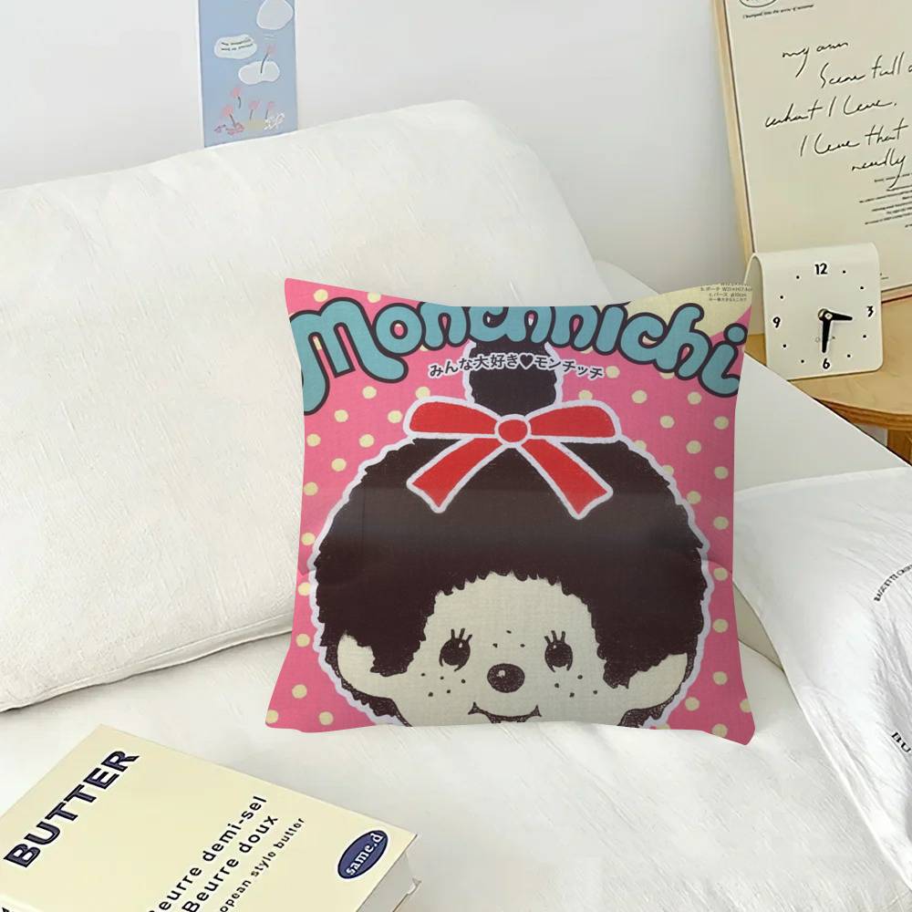Cute MMonchhichi Pillowcase toon Gift Cushion Cover Bedroom Home Sofa Chair Seat Decor pillow case